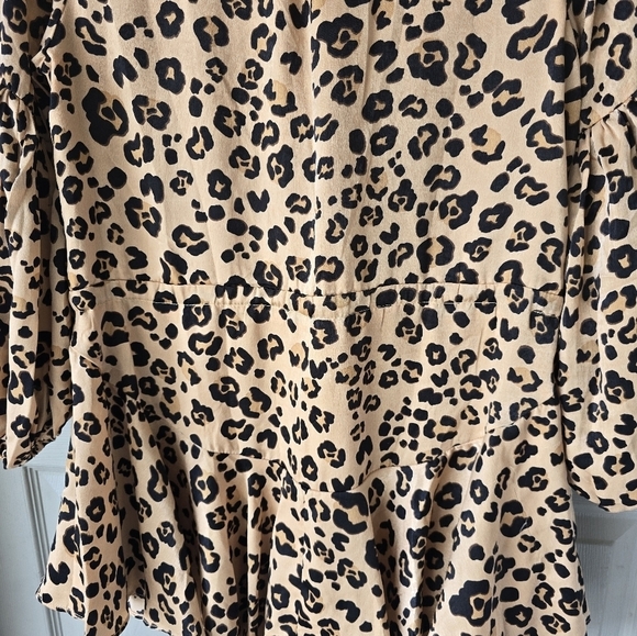 Karlie Leopard Print Popover Dress Womens Sz M Long Sleeve Tiered Drawsting - Picture 16 of 16